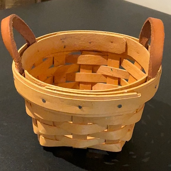 Longaberger Woven Basket with Leather Handles - Picture 2 of 5